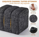 Load image into Gallery viewer, Black Linen Rectangle Ottoman #100097
