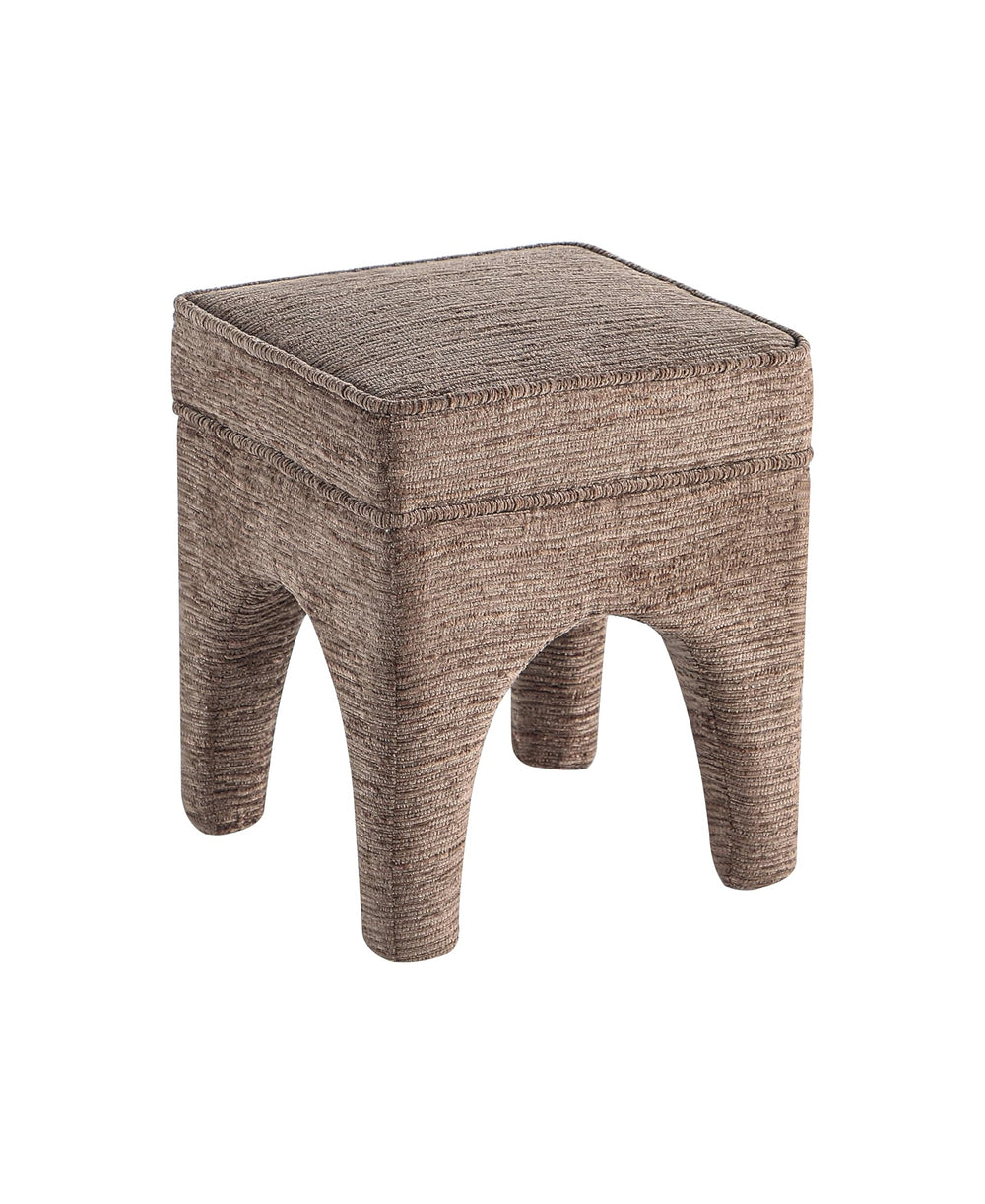 Upholstered Square Ottoman with Leopard Print, Soft Fabric Footrest Stool, Accent Vanity Stool for Living Room, Bedroom, Entryway Get Set Style Furniture