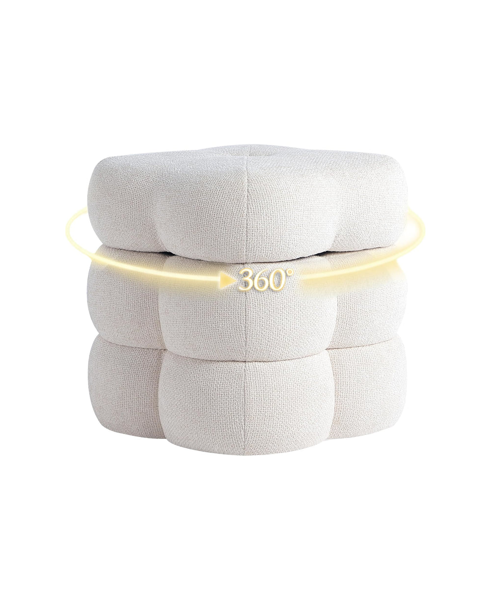 Flower Ottoman with Rotating Base,17.5in Accent Vanity Stool Multi-Functional Lounge Footrest or Extra Seating Get Set Style Furniture