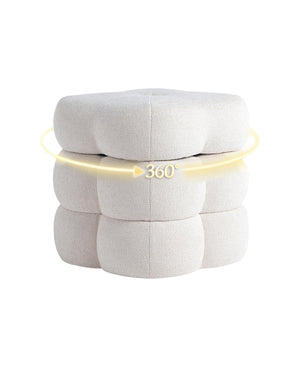 Flower Ottoman with Rotating Base,17.5in Accent Vanity Stool Multi-Functional Lounge Footrest or Extra Seating Get Set Style Furniture