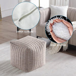 Load image into Gallery viewer, Taupe Boucle Stuffed Pouf #100107
