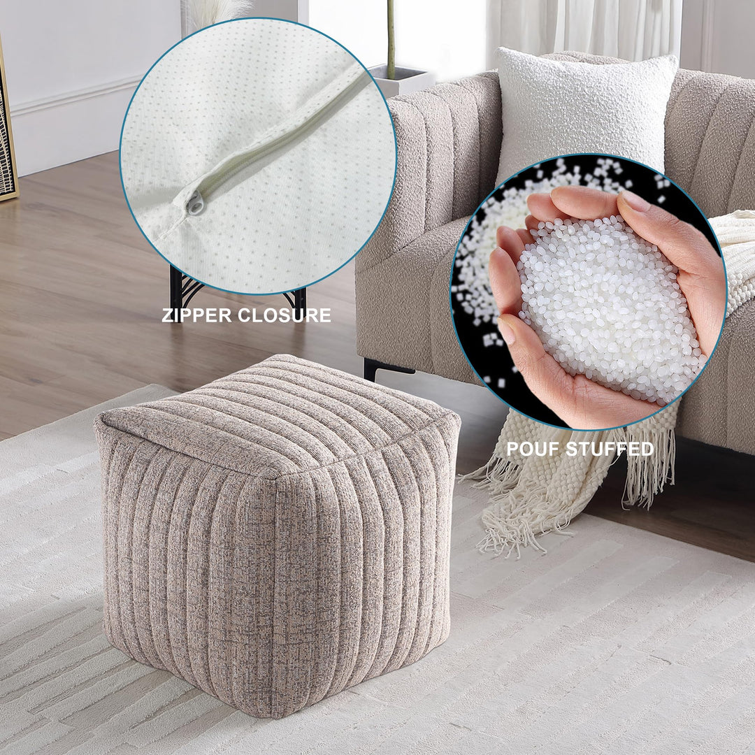 Taupe Boucle Stuffed Pouf #100107