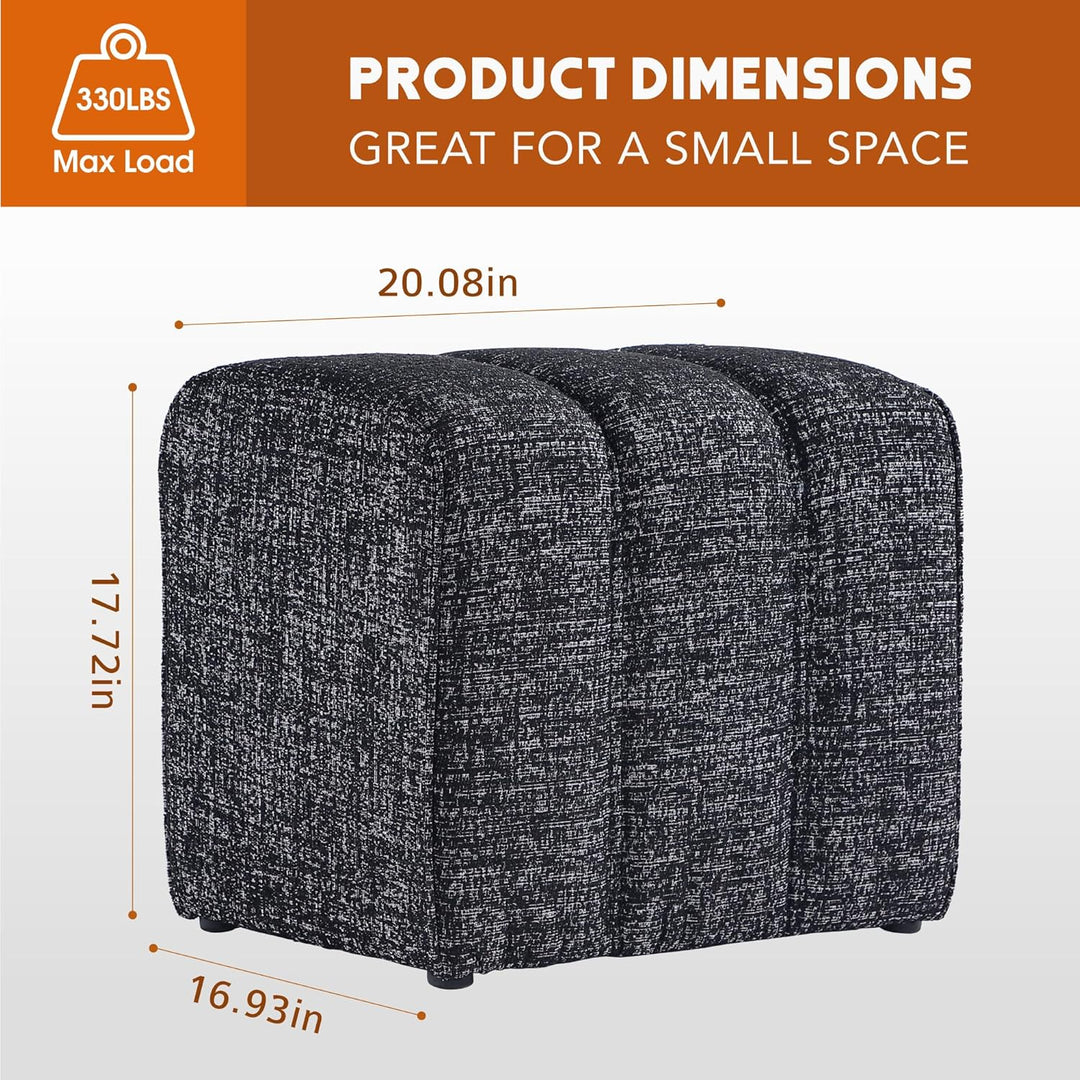 Black Linen Rectangle Ottoman #100097
