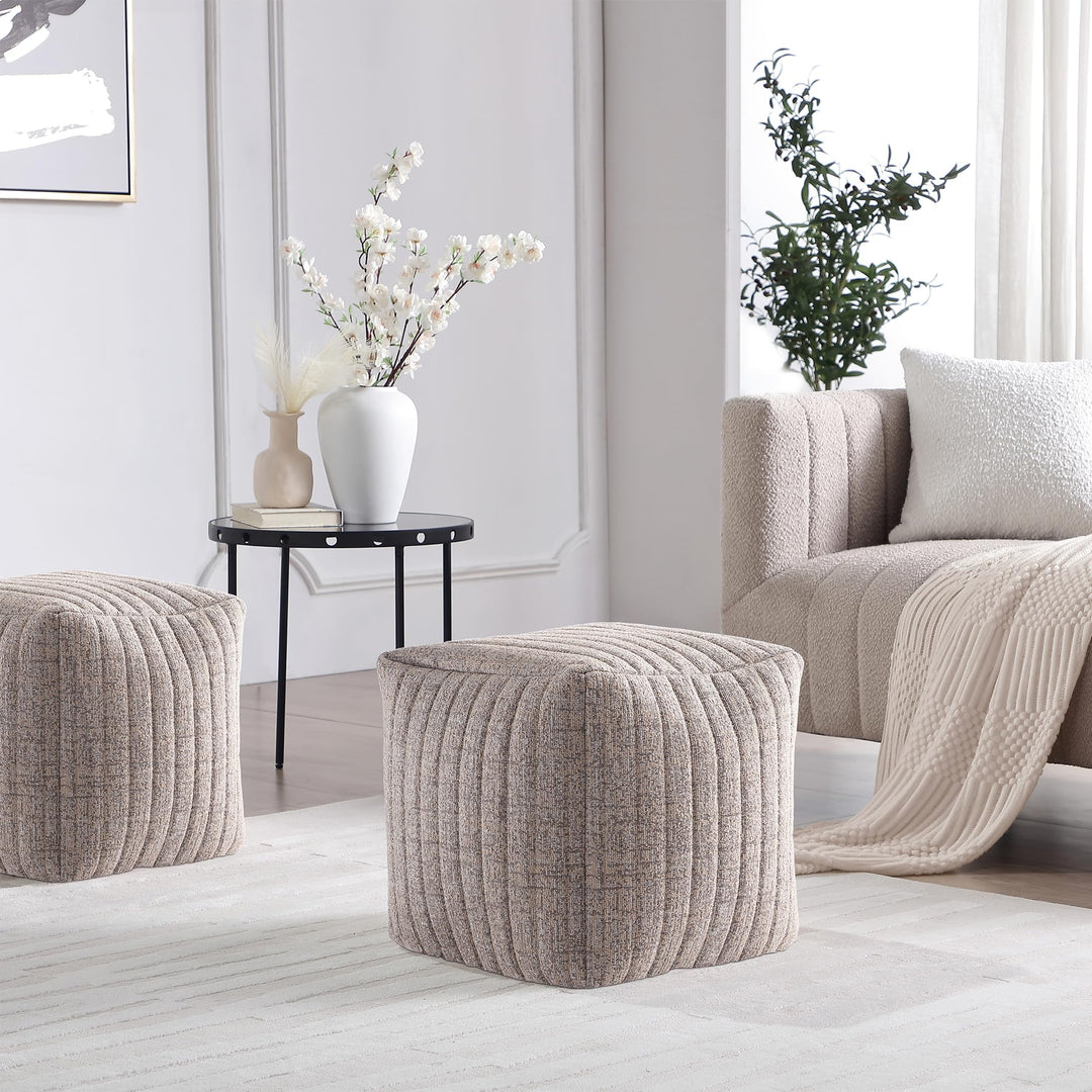 Taupe Boucle Stuffed Pouf #100107