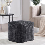 Load image into Gallery viewer, Black Boucle Stuffed Pouf #100108
