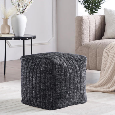 Black Boucle Stuffed Pouf #100108