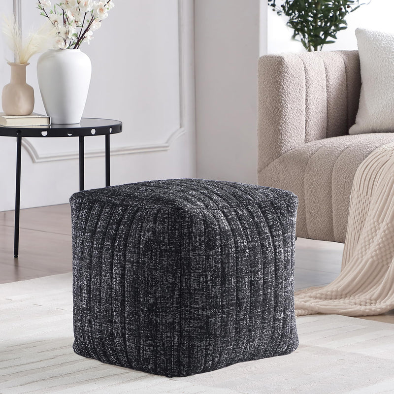 Black Boucle Stuffed Pouf 