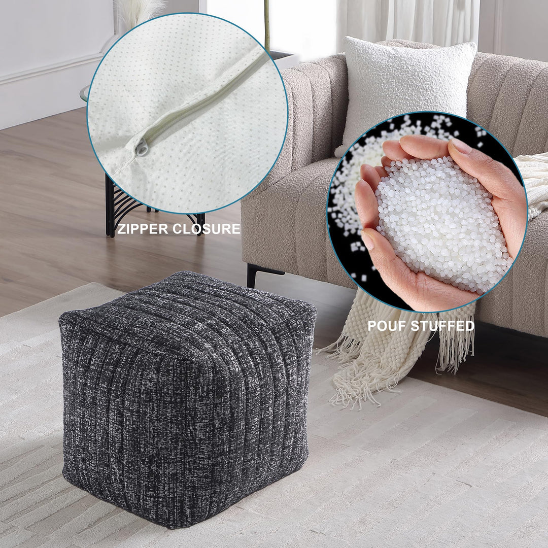 Black Boucle Stuffed Pouf #100108