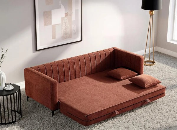 Luxora 84.6" Convertible Sleeper Sofa Bed, 2-in-1 Folding Sofa Bed with 2 Pillow (Red) #030021 Get Set Style Furniture