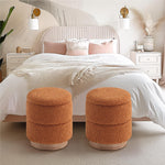 Load image into Gallery viewer, Wooden Base Storage Ottoman: Mustard Boucle #100111
