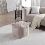 Load image into Gallery viewer, Taupe Boucle Stuffed Pouf #100107
