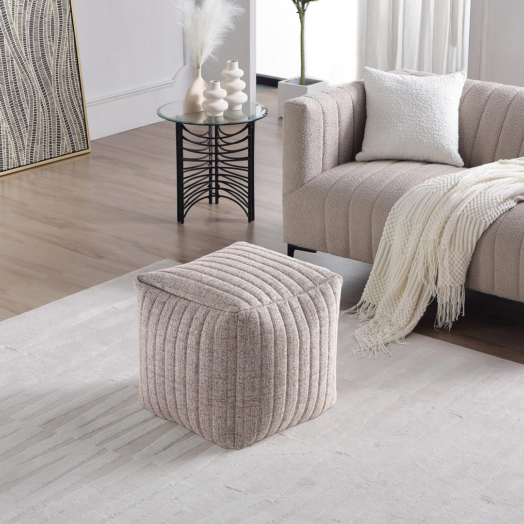 Taupe Boucle Stuffed Pouf #100107
