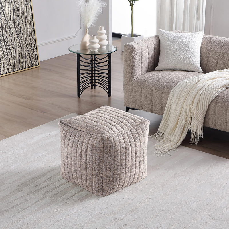 Taupe Boucle Stuffed Pouf 