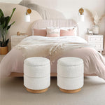 Load image into Gallery viewer, Wooden Base Storage Ottoman: White Boucle #100104
