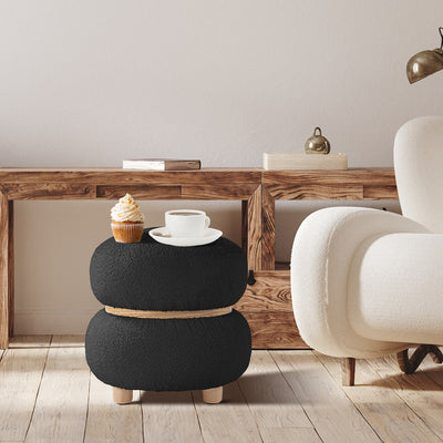 Black Pebble Round Ottoman #100048