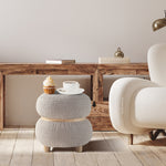 Load image into Gallery viewer, Khaki Pebble Round Ottoman #100047
