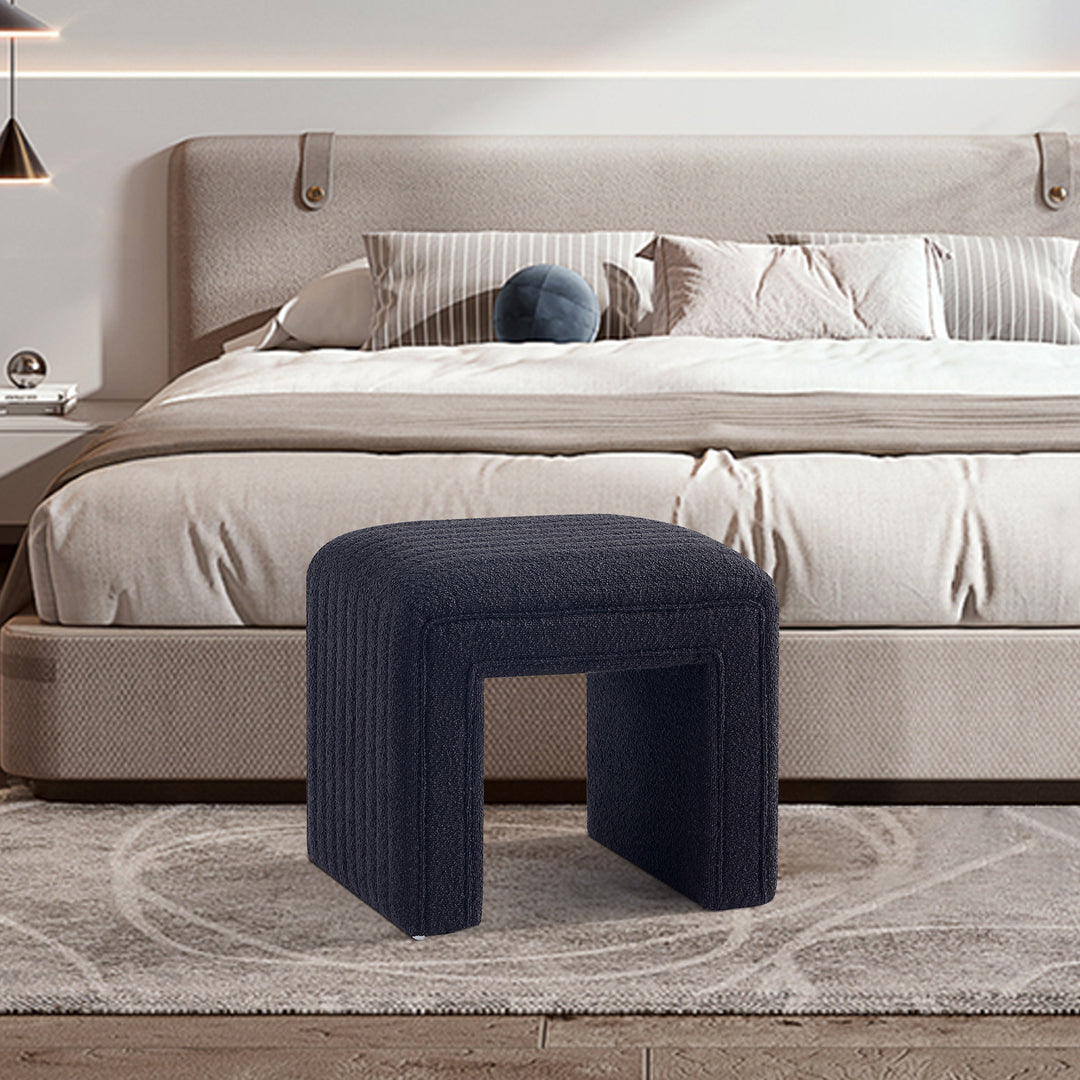 Black U Shaped Boucle Ottoman #100044
