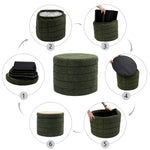 Load image into Gallery viewer, Green Chenille Round Ottoman With Storage #100138
