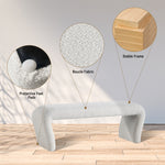 Load image into Gallery viewer, White Curved Boucle Ottoman Bench #900002
