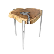Akis Natural wood w/Aluminim fill Side Table