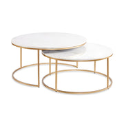 Amelia Nesting Marble Coffee Tables: Gold (set of 2)