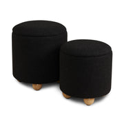 Benedict Storage Ottomans: Black Boucle