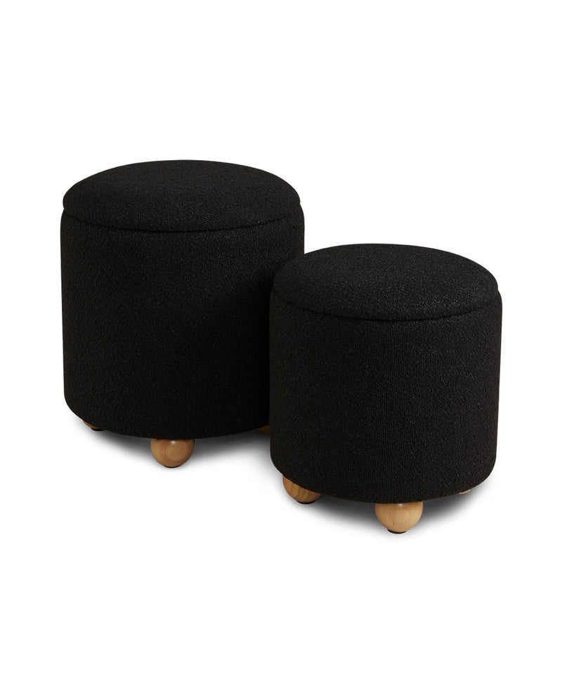 Benedict Storage Ottomans: Black Boucle