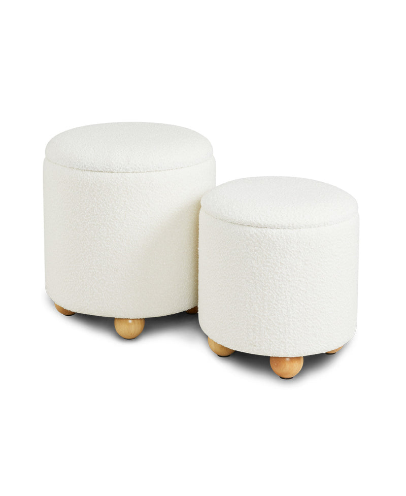 Benedict Storage Ottomans: Ivory Boucle