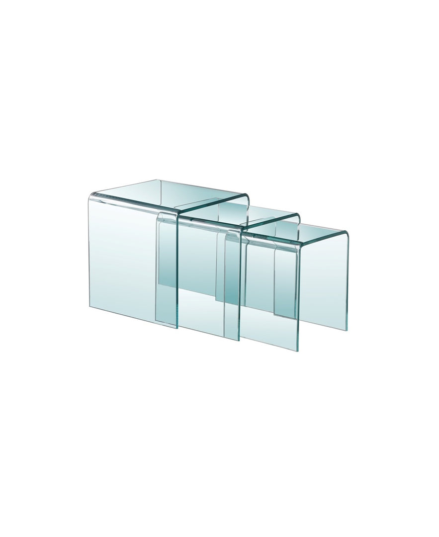 Bent Glass 3Pc Nesting Table