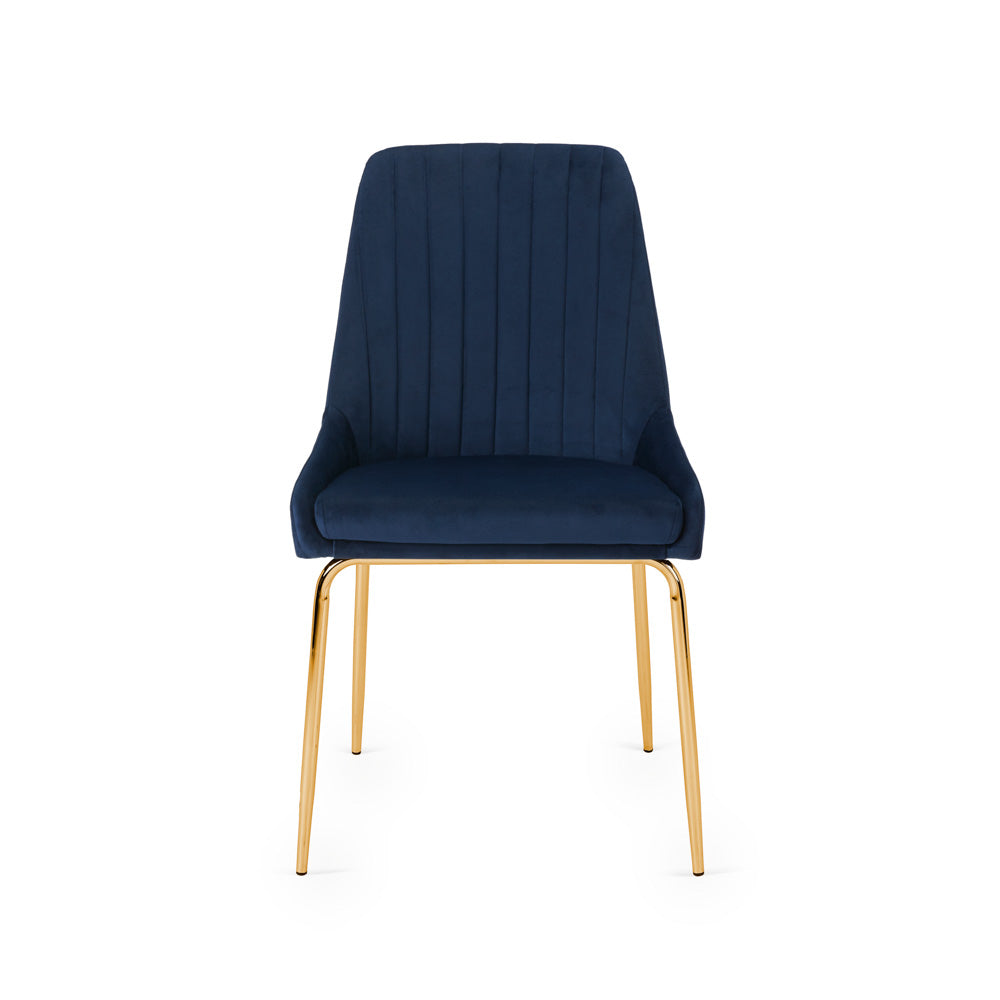 Blue Velvet Gold Dining Chair #130025