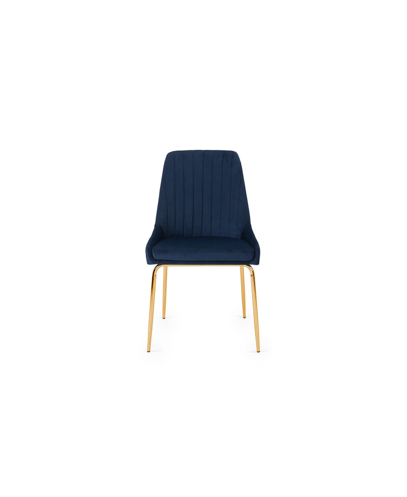 Blue Velvet Gold Dining Chair 