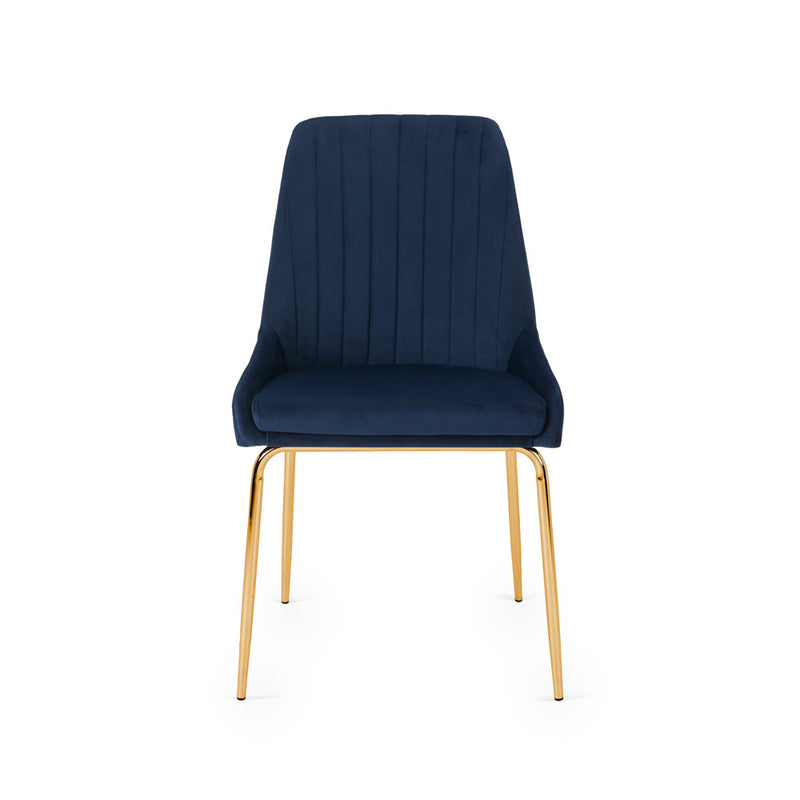 Blue Velvet Gold Dining Chair 