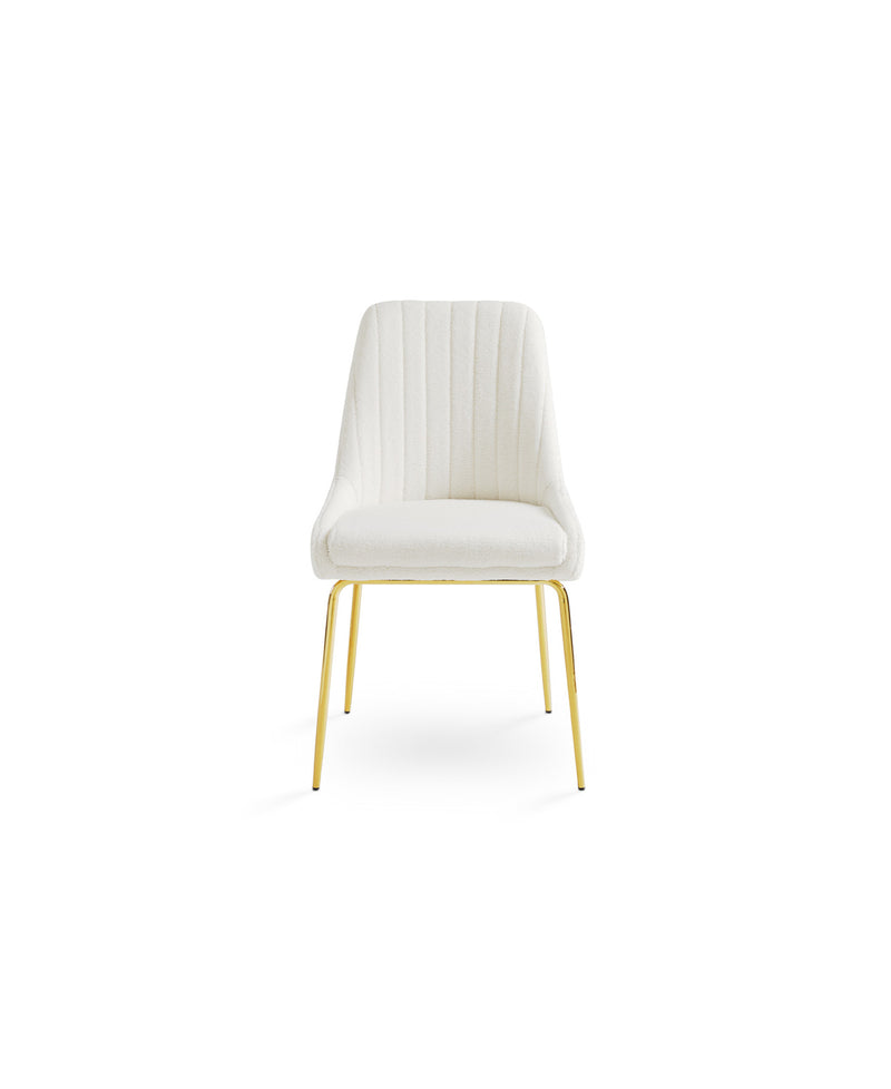 Boucle Fabric Gold Dining Chair 