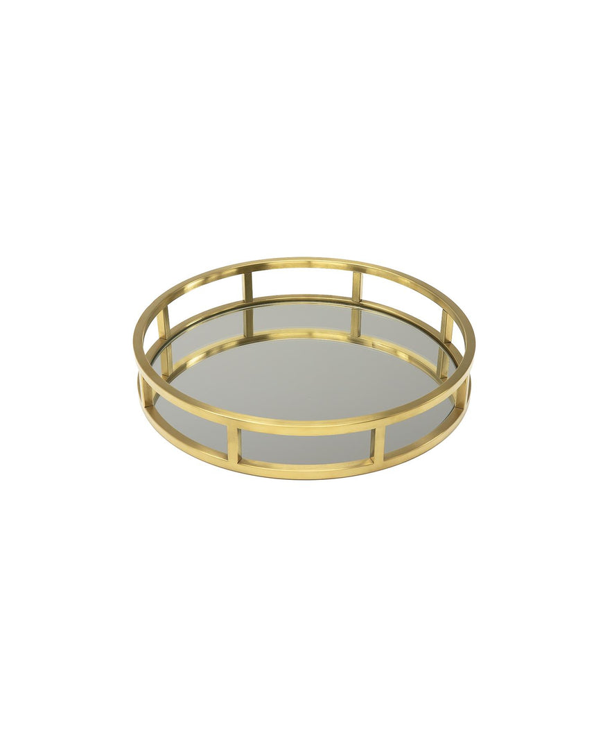Brushed Gold Tray Round Mirror tray