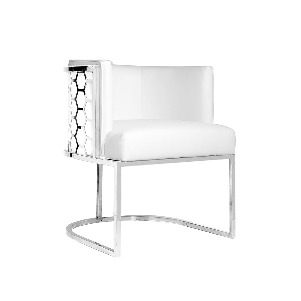 Chamberlain Chair: White PU Fabric