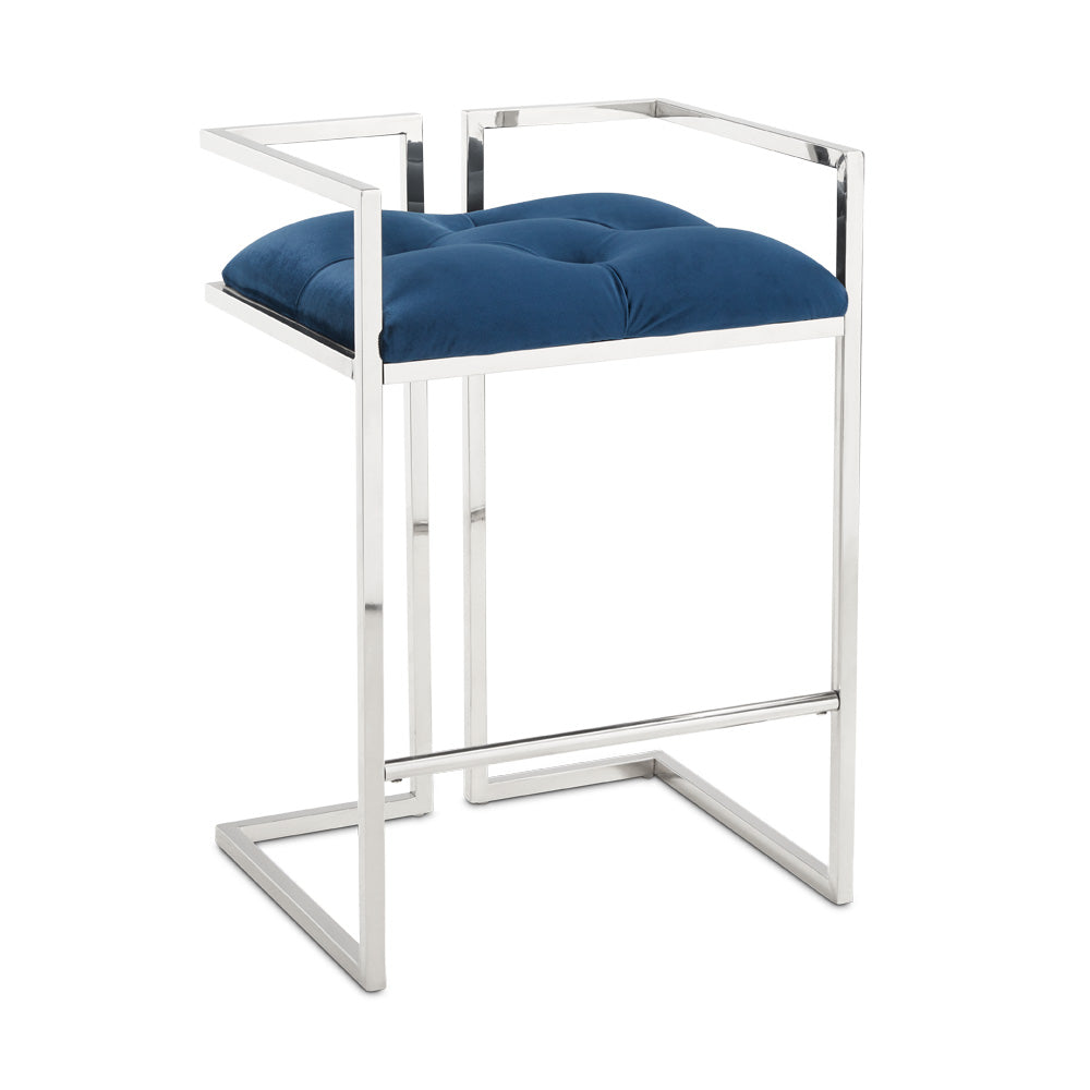 Coralie Counter Stool: Blue Velvet