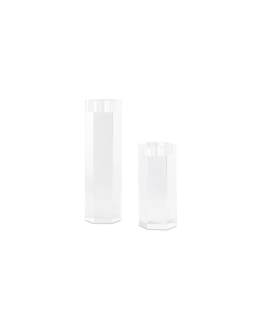 Crystal Acrylic Hexagonal Candle Holders (Set of 2)