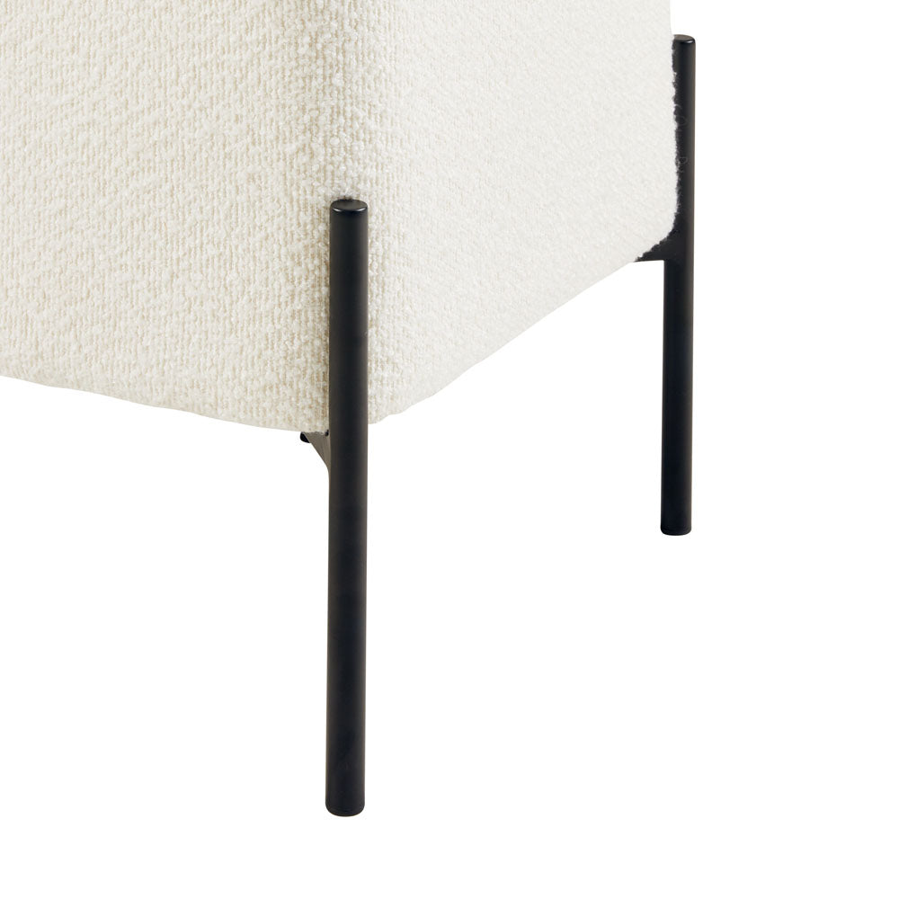 White Cube-Shaped Boucle Stool #100051