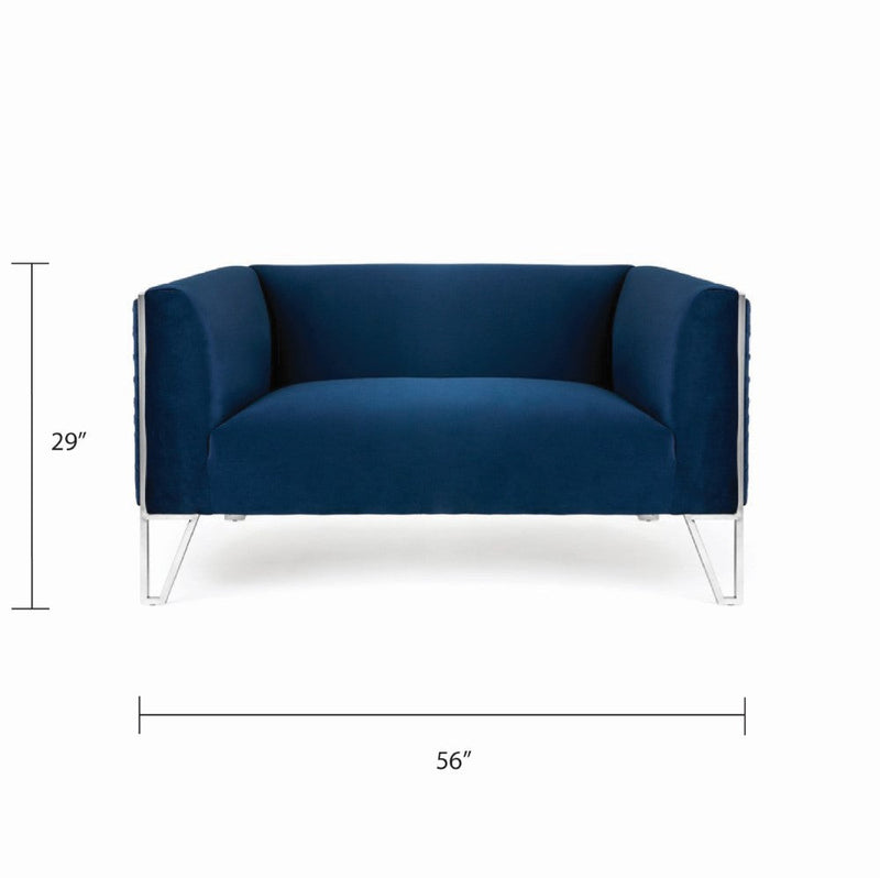 Ink Blue Velvet Sofa 2 Seats 