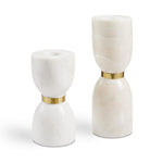 Load image into Gallery viewer, White Marble and Gold Tea Light Large (Set of 2)
