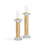 Load image into Gallery viewer, MYLAH PILLAR CANDLE HOLDER with Acrylic Antique Brass (SET OF 2)
