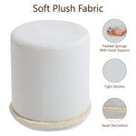 Load image into Gallery viewer, Cirque Round Plush Ottoman, Soft Upholstered Footrest &amp; Vanity Stool for Living Room or Bedroom, Chic Minimal Accent Piece in Neutral Tones (Snow White)
