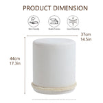 Load image into Gallery viewer, Cirque Round Plush Ottoman, Soft Upholstered Footrest &amp; Vanity Stool for Living Room or Bedroom, Chic Minimal Accent Piece in Neutral Tones (Snow White)
