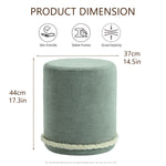 Load image into Gallery viewer, Cirque Round Plush Ottoman, Soft Upholstered Footrest &amp; Vanity Stool for Living Room or Bedroom, Chic Minimal Accent Piece in Neutral Tones (Malachite Green)
