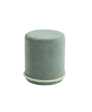 Cirque Round Plush Ottoman, Soft Upholstered Footrest & Vanity Stool, Chic Minimal Accent Piece in Neutral Tones (Malachite Green) #100161 Get Set Style Furniture