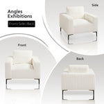 Load image into Gallery viewer, White Boucle Plush Accent Chair #010006
