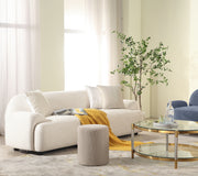 Paulo  Round Boucle Ottoman with Comfy Padded Seat