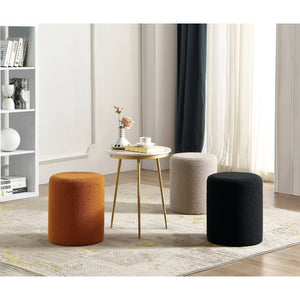 Paulo  Round Boucle Ottoman with Comfy Padded Seat 