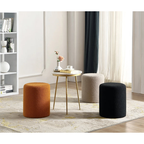 Paulo  Round Boucle Ottoman with Comfy Padded Seat 