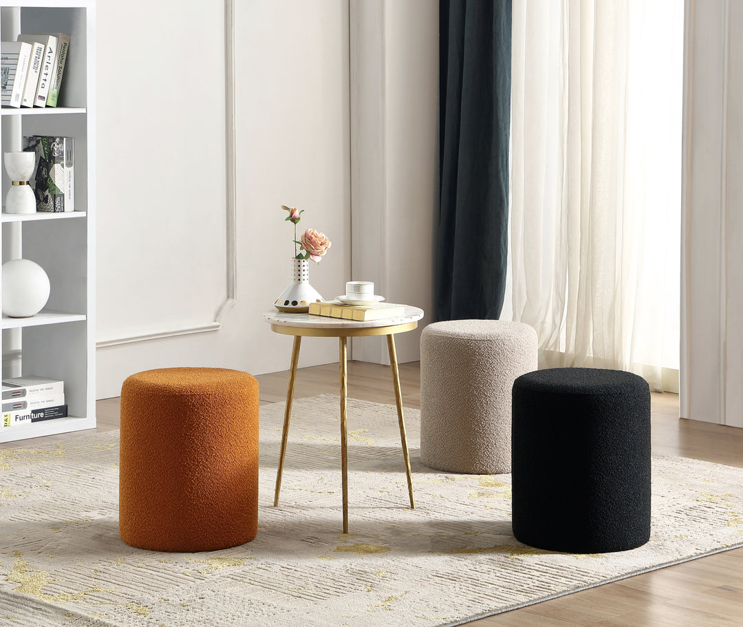 Paulo  Round Boucle Ottoman with Comfy Padded Seat